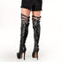DAMEN OVERKNEE STIEFEL MIT PLATEAU UND STILETTO-ABSATZ – ELEGANTE LANGSCHAFT-SCHUHE